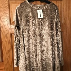 Taupe velvet swing dress